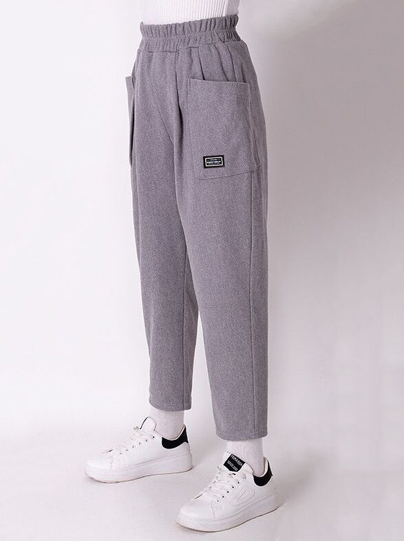 Трикотажные брюки для девочки Mevis серые 3588-01 - цена