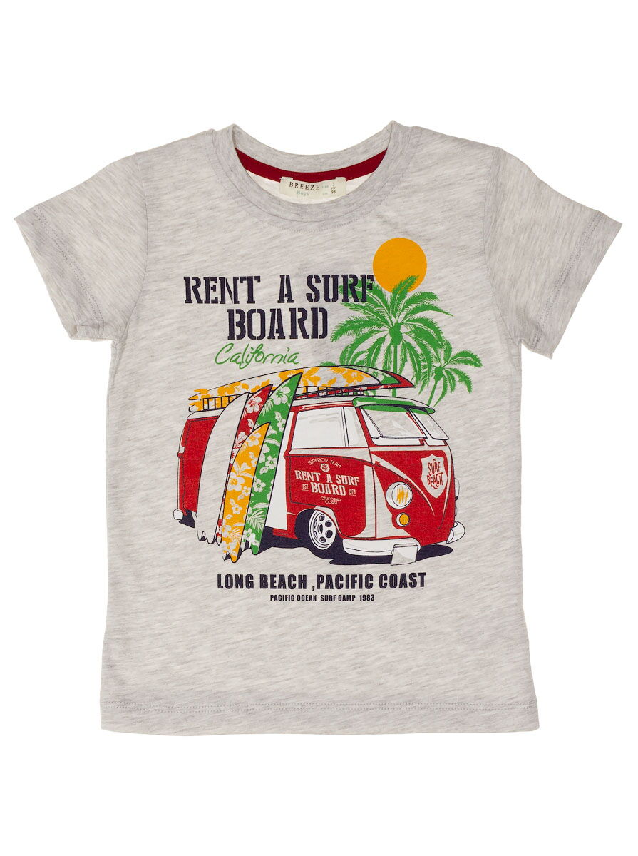 Футболка для мальчика Breeze Surf серая 13383 - фото