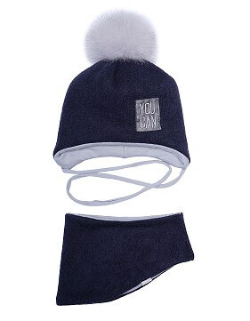 Комплект шапка и хомут для мальчика Вилсон синий 200110 - цена