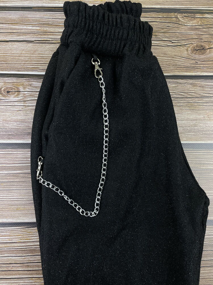 Утепленные брючки-джоггеры для девочки черные 2413 - размеры