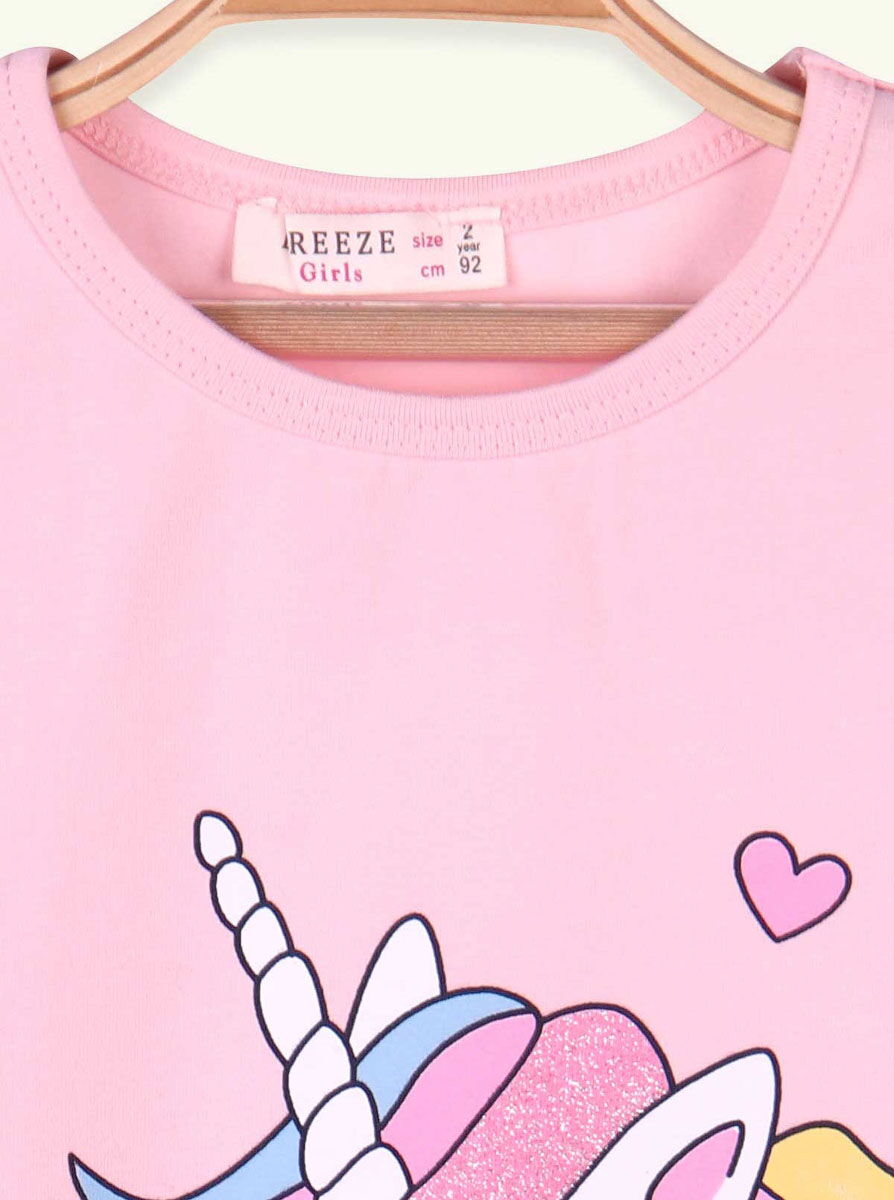 Туника для девочки Breeze Единорог розовая 15744 - фотография