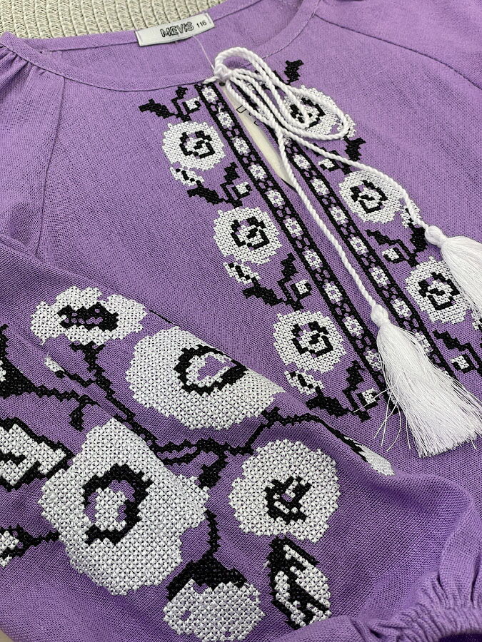 Вышиванка для девочки Mevis сиреневая 4895-05 - размеры