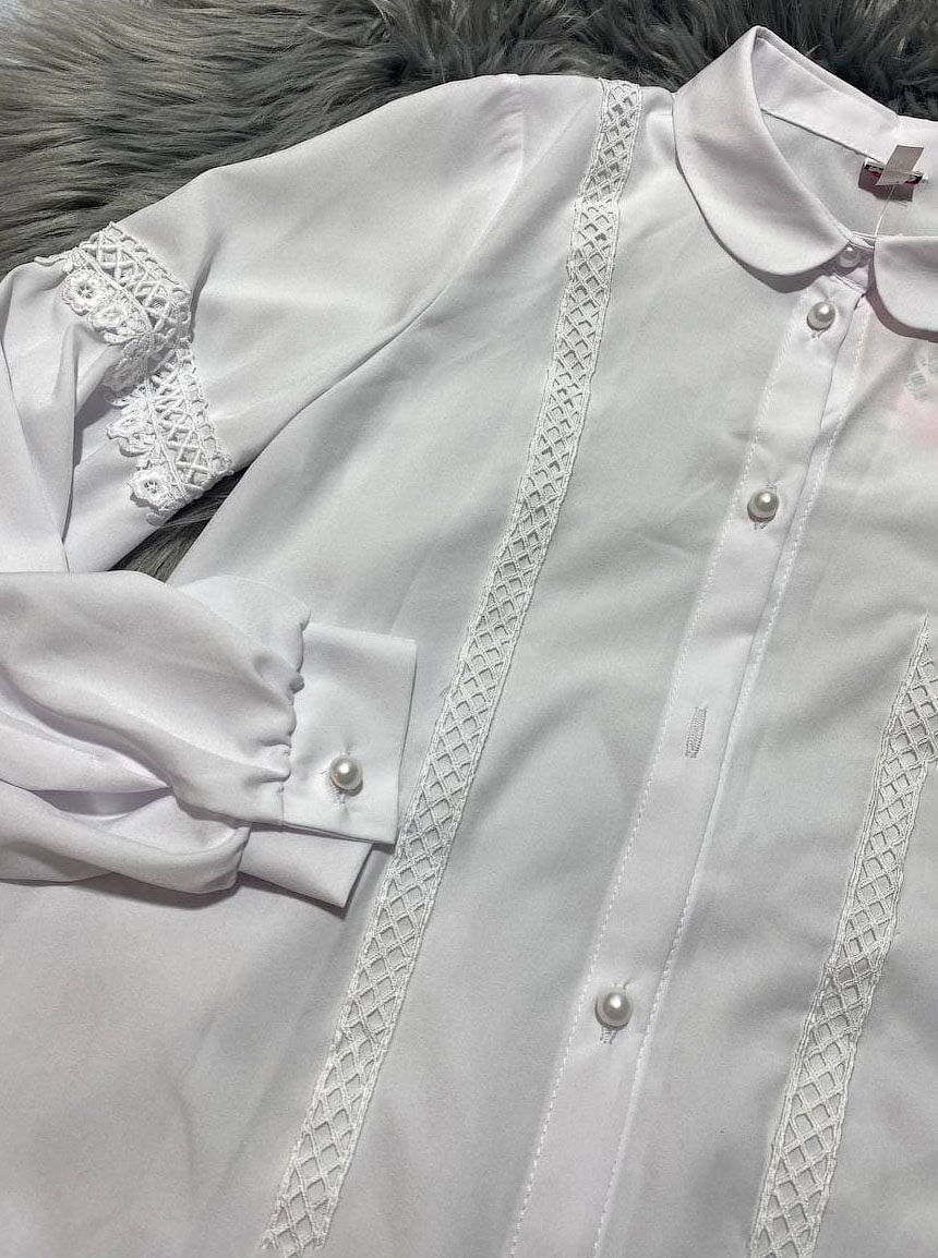 Блузка для девочки Mevis белая 3732-01 - фото