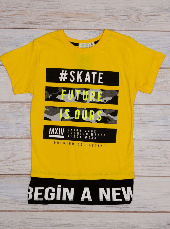 Комплект футболка и шорты для мальчика Милитари Камуфляж желтый 1092 - размеры