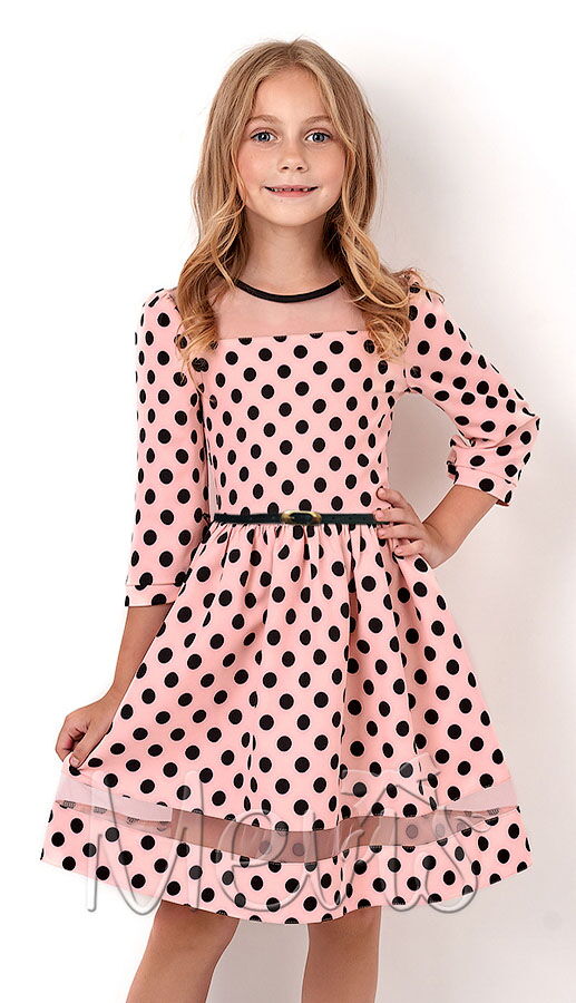 Нарядное платье для девочки Mevis Горох розовое 2916-02 - цена