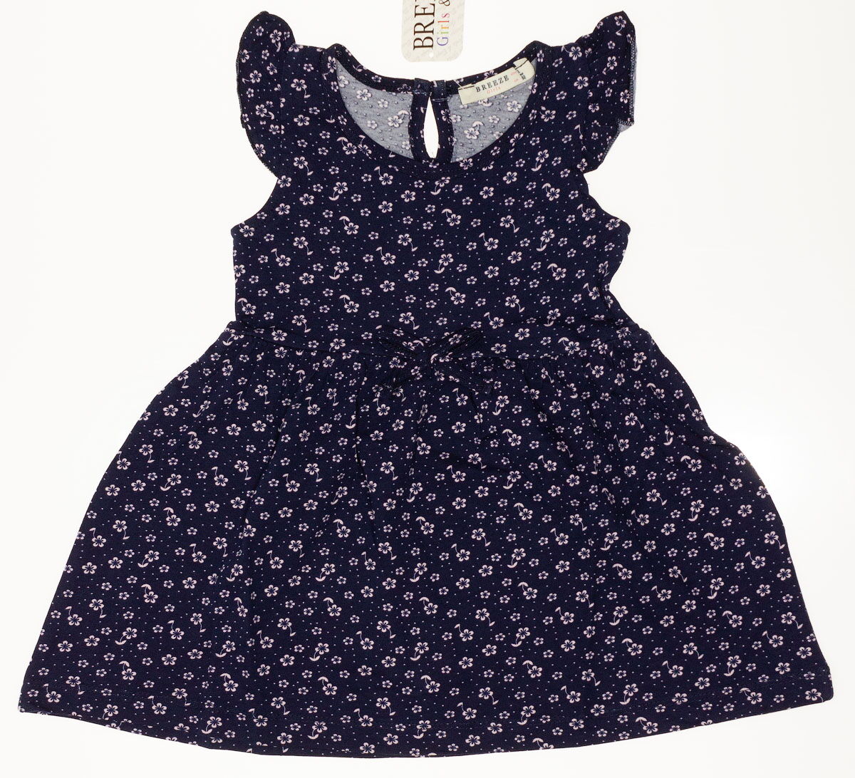 Платье для девочки Breeze Цветочки темно-синее 14284 - фото