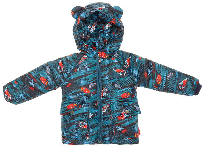 Куртка зимняя для мальчика Одягайко Тачки темно-бирюзовая 20201 - фото