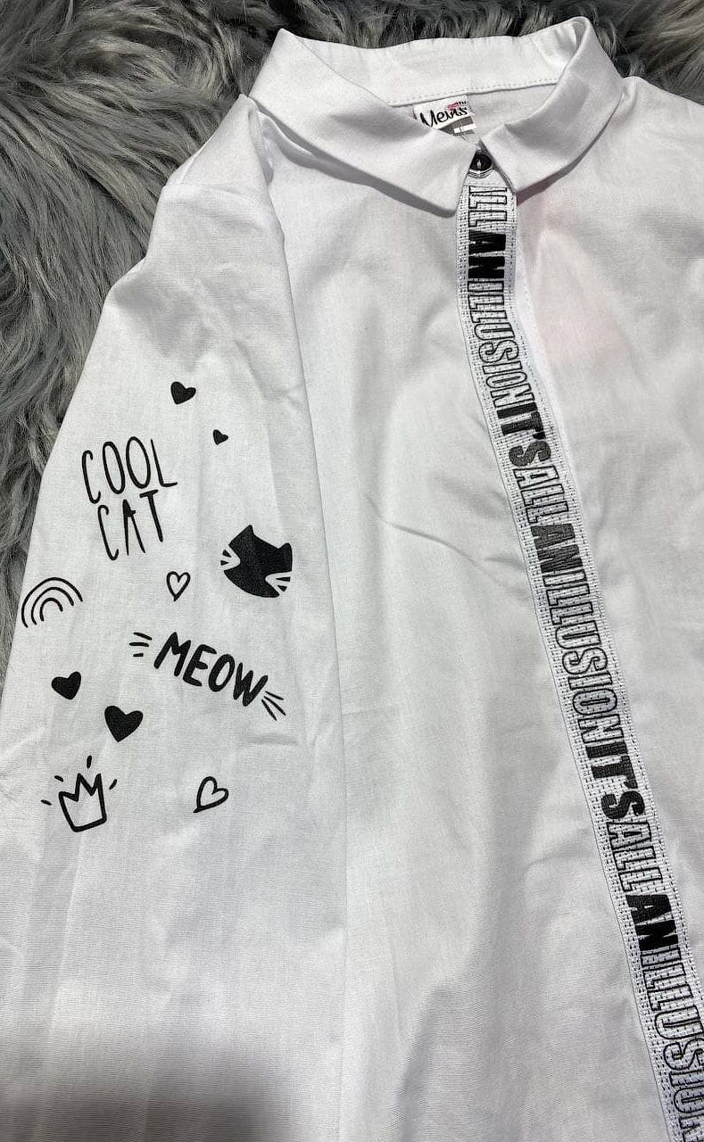 Рубашка для девочки Mevis белая 3710-01 - размеры
