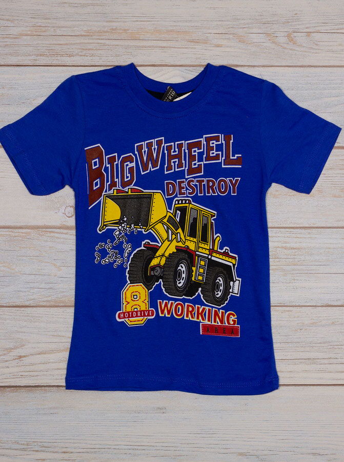 Футболка для мальчика Big Wheel синяя 574 - размеры