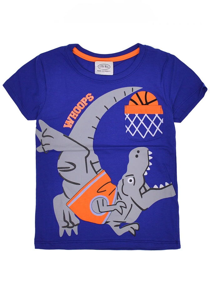 Футболка для мальчика Whoops Динозавр синяя 21937 - фото