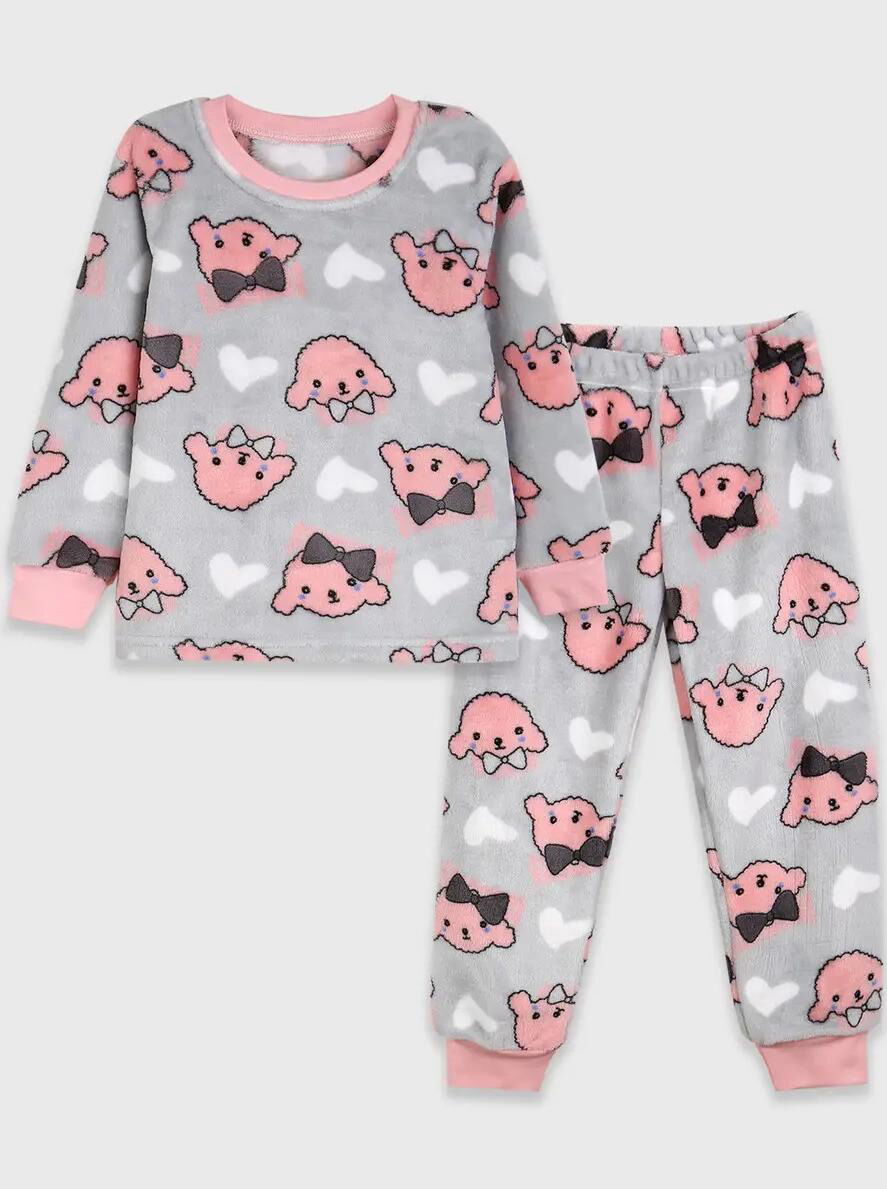 Пижама детская вельсофт Фламинго Собачки серая 855-910 - цена