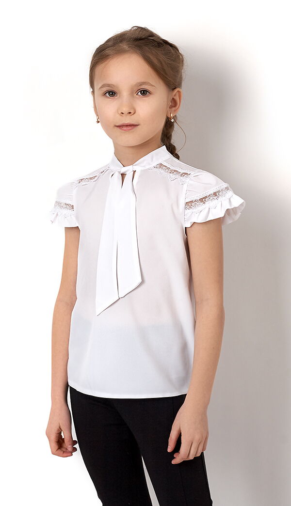 Нарядная блузка для девочки Mevis белая 2715-02 - цена