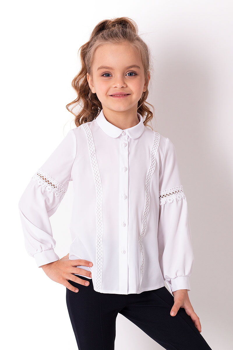 Блузка для девочки Mevis белая 3732-01 - цена
