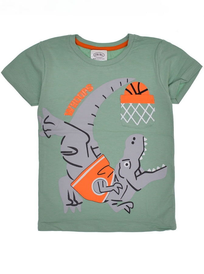 Футболка для мальчика Whoops Динозавр мятная 21937 - фото