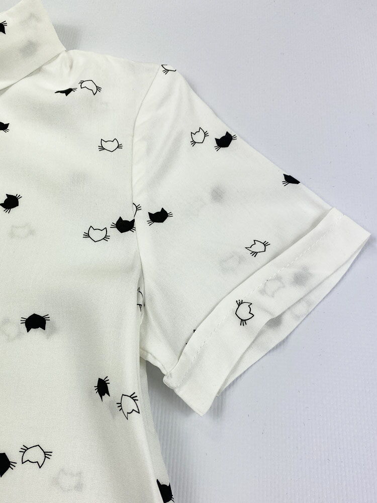 Рубашка для девочки Mevis Коты белая 4331-01 - размеры