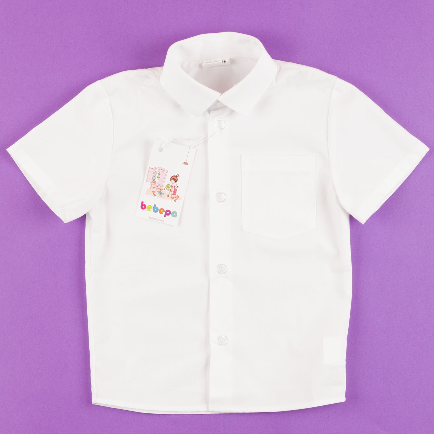 Рубашка с коротким рукавом для мальчика Bebepa белая 1105-136 - фото