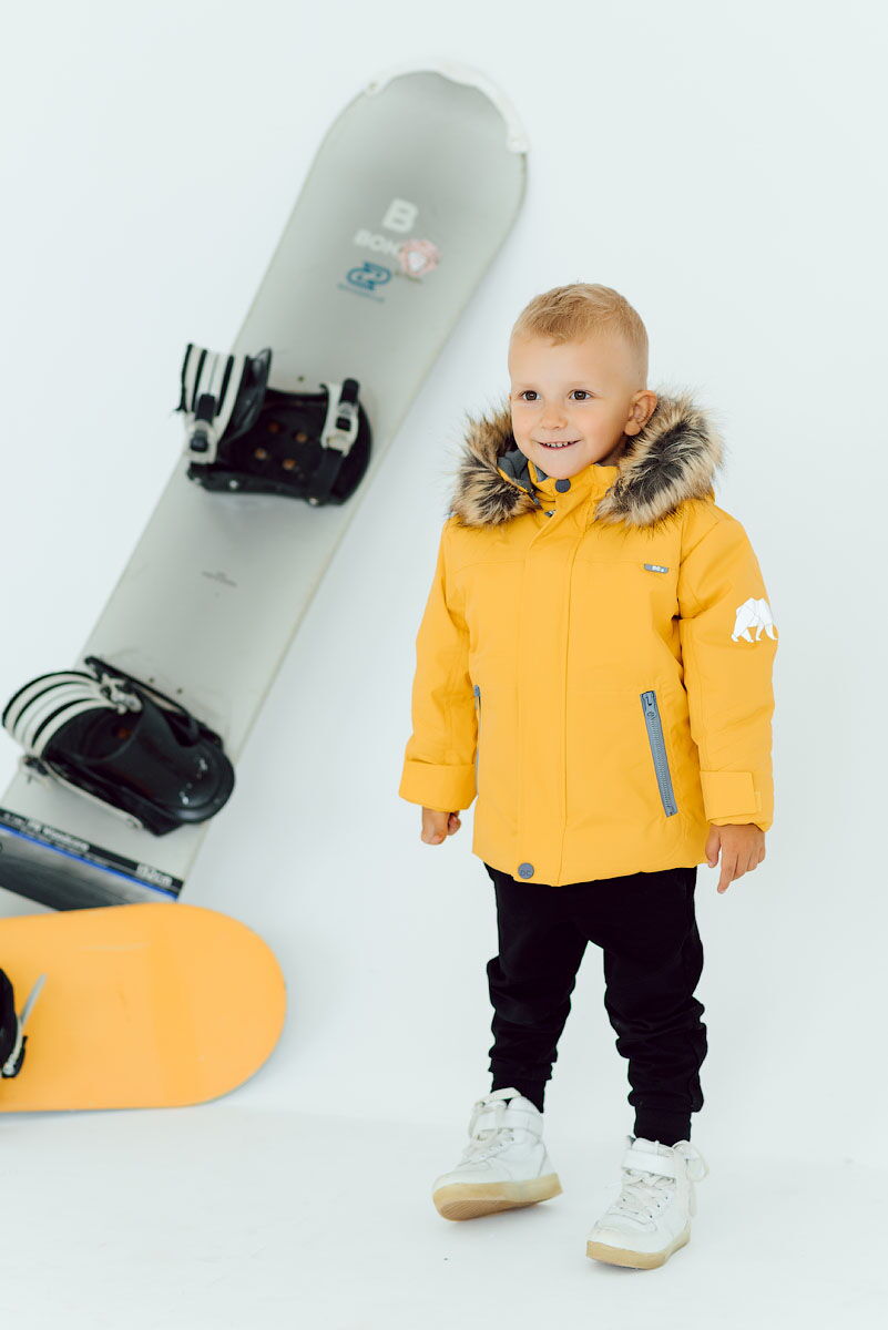 Зимняя мембранная куртка для мальчика DC Kids Росс желтая - фотография