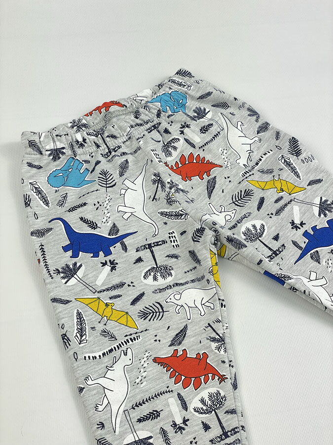 Утепленная пижама для мальчика Фламинго Dinosaur World серая 109-327 - размеры