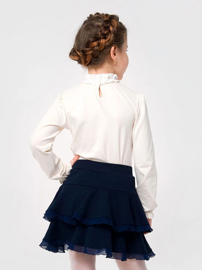 Блузка трикотажная с кружевом для девочки SMIL молочная 114762 - размеры