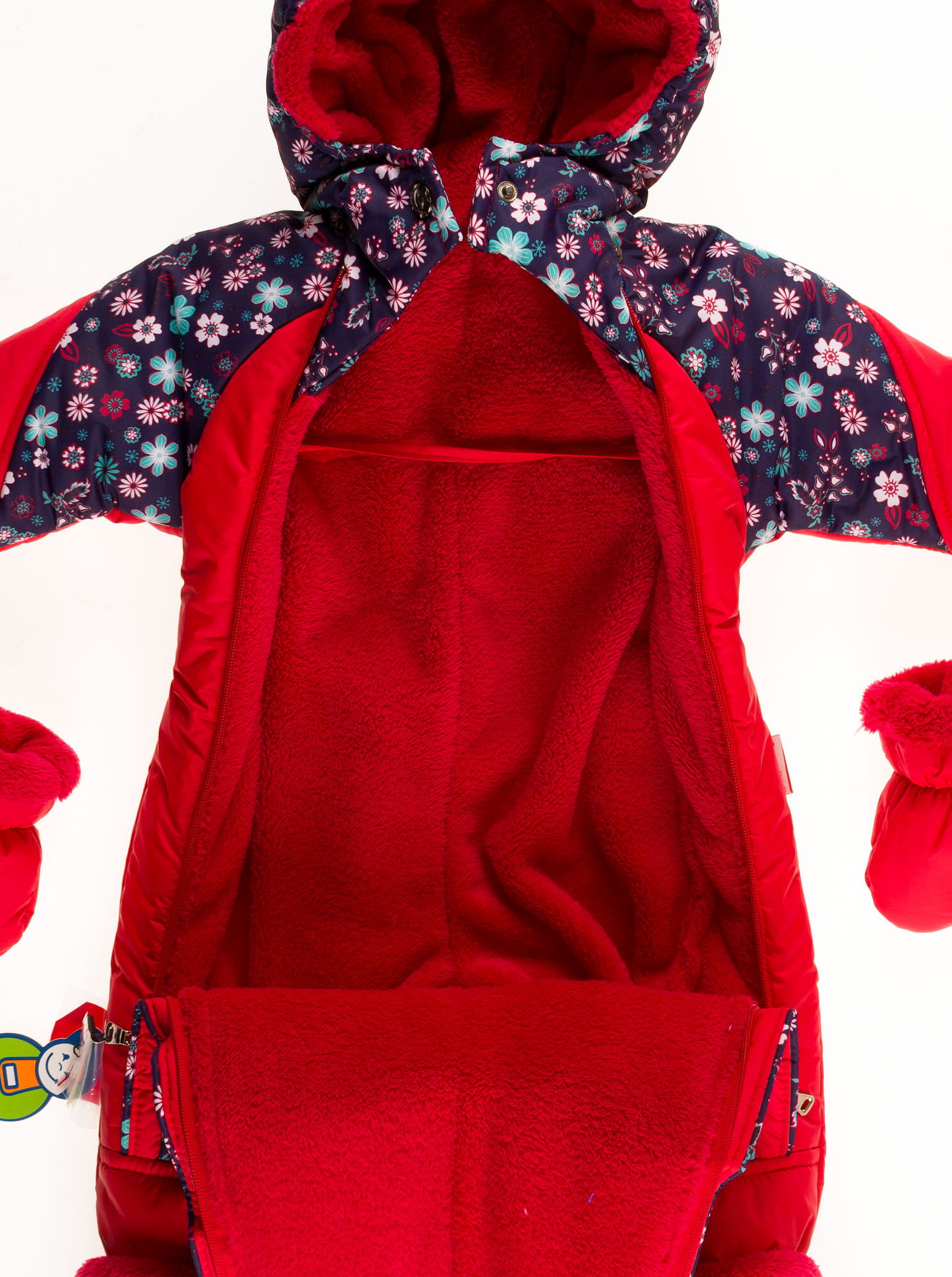 Комбинезон-трансформер зимний для девочки Одягайко Цветы красный 32019О - фотография