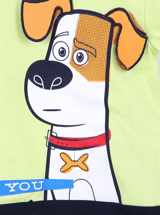 Комплект футболка и шорты для мальчика Breeze Собачка салатовый 14408 - фото
