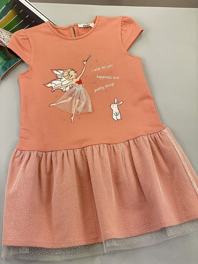 Платье для девочки Mevis персиковое 3737-02 - фото