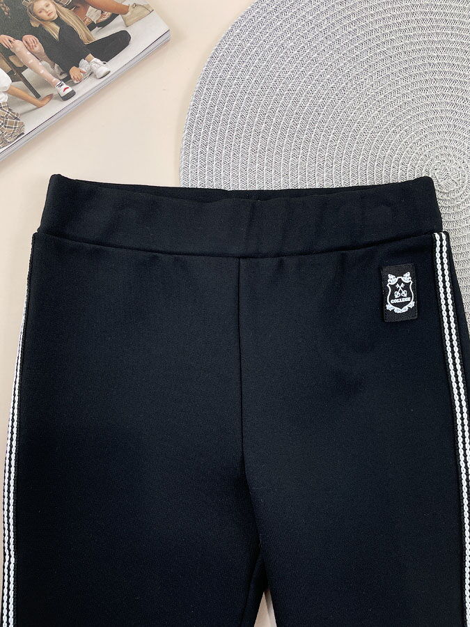 Школьные брючки-лосины для девочки Mevis College черные 4997-01 - фотография