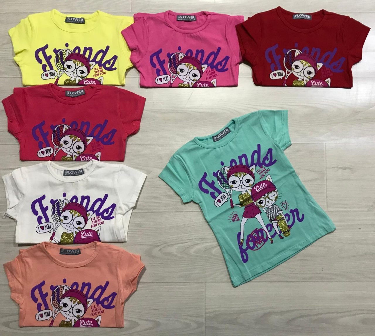 Футболка для девочки Котики Friends forever персиковая 967 - фото