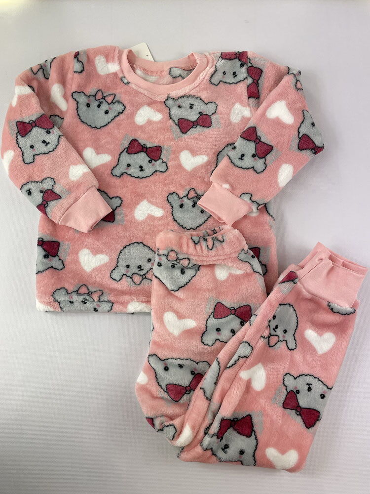 Пижама детская вельсофт Фламинго Собачки персиковая 855-910 - картинка