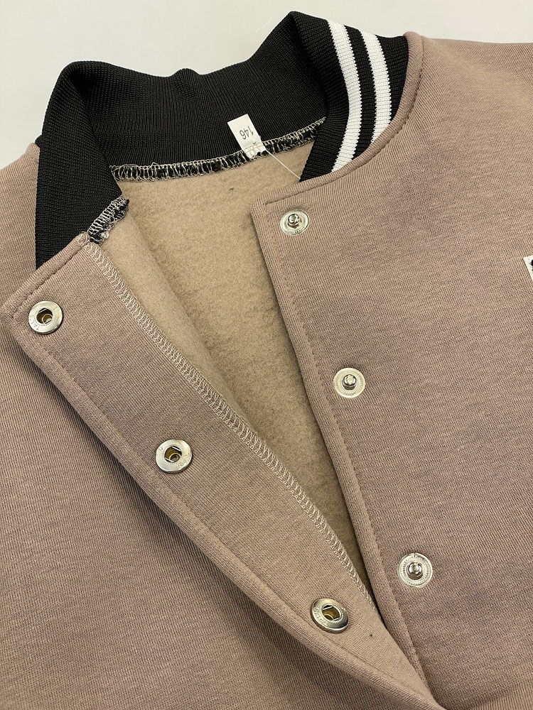 Теплый бомбер оверсайз для девочки бежевый 0709 - фотография