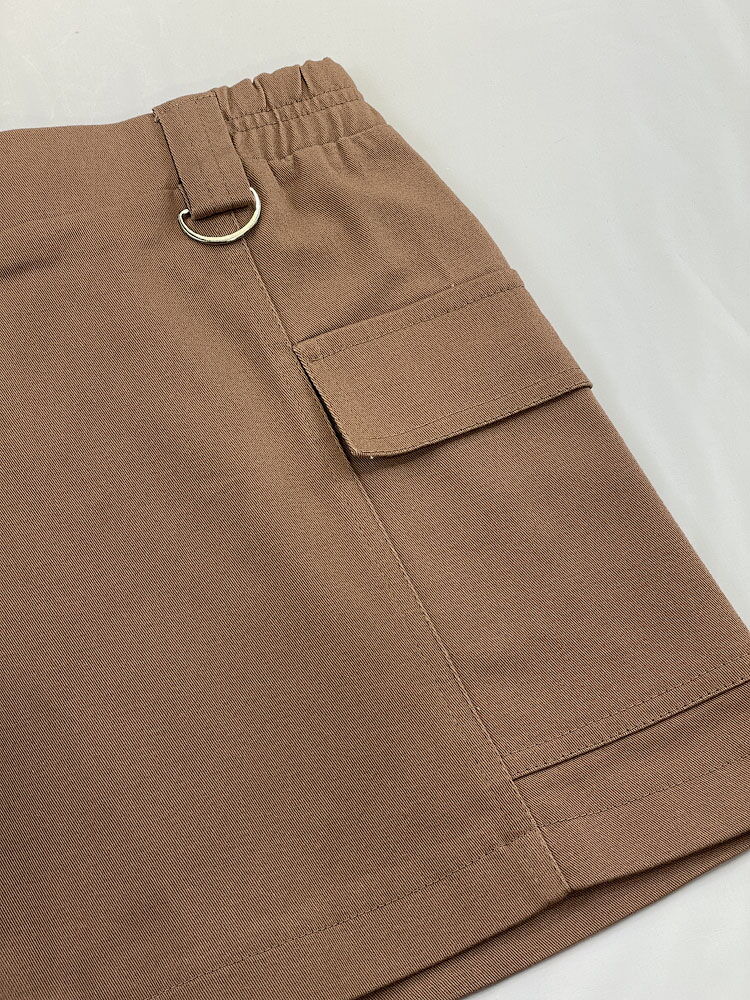 Коттоновая юбка-карго для девочки Mevis коричневая 4957-04 - размеры