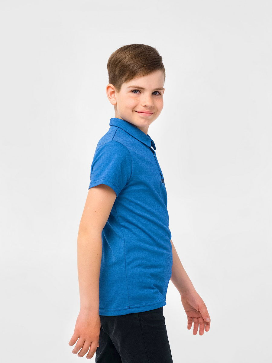 Футболка-поло с коротким рукавом для мальчика SMIL темный джинс 114716 - фотография