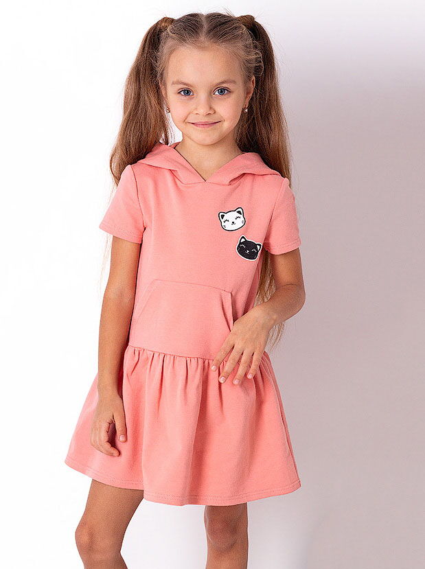 Трикотажное платье для девочки Mevis персиковое 3736-04 - цена