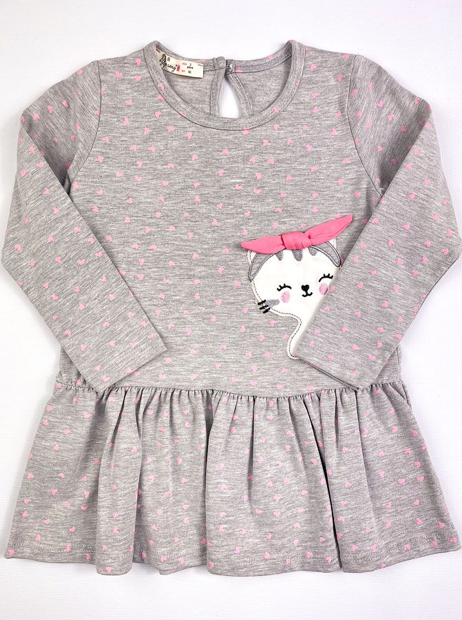 Платье для девочки Barmy Кошечка-модняшка серое 0644 - размеры