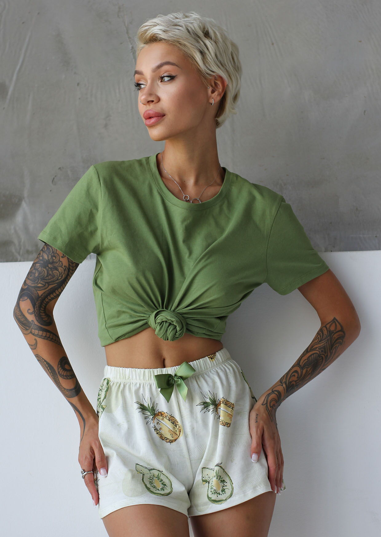 Пижама женская Leinle Pineapple фисташковая 1553-12007 - Киев