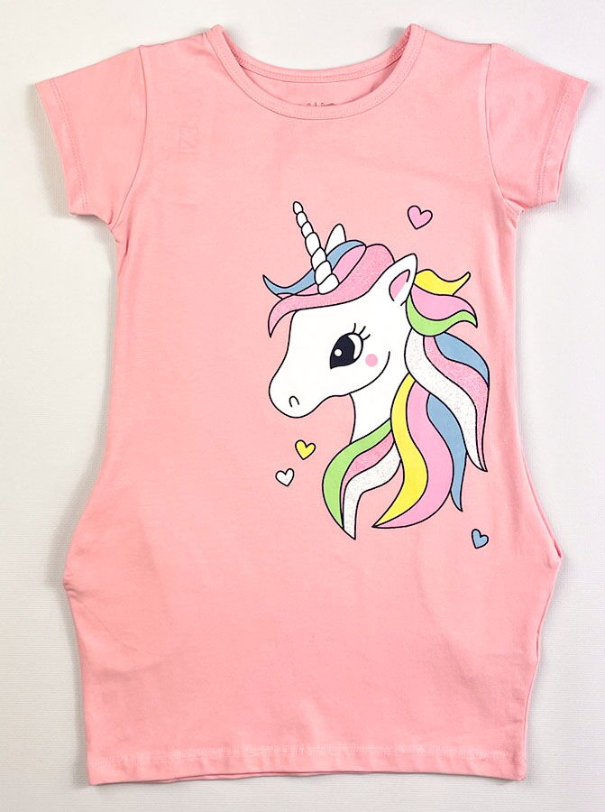 Туника для девочки Breeze Единорог персиковая 15744 - картинка