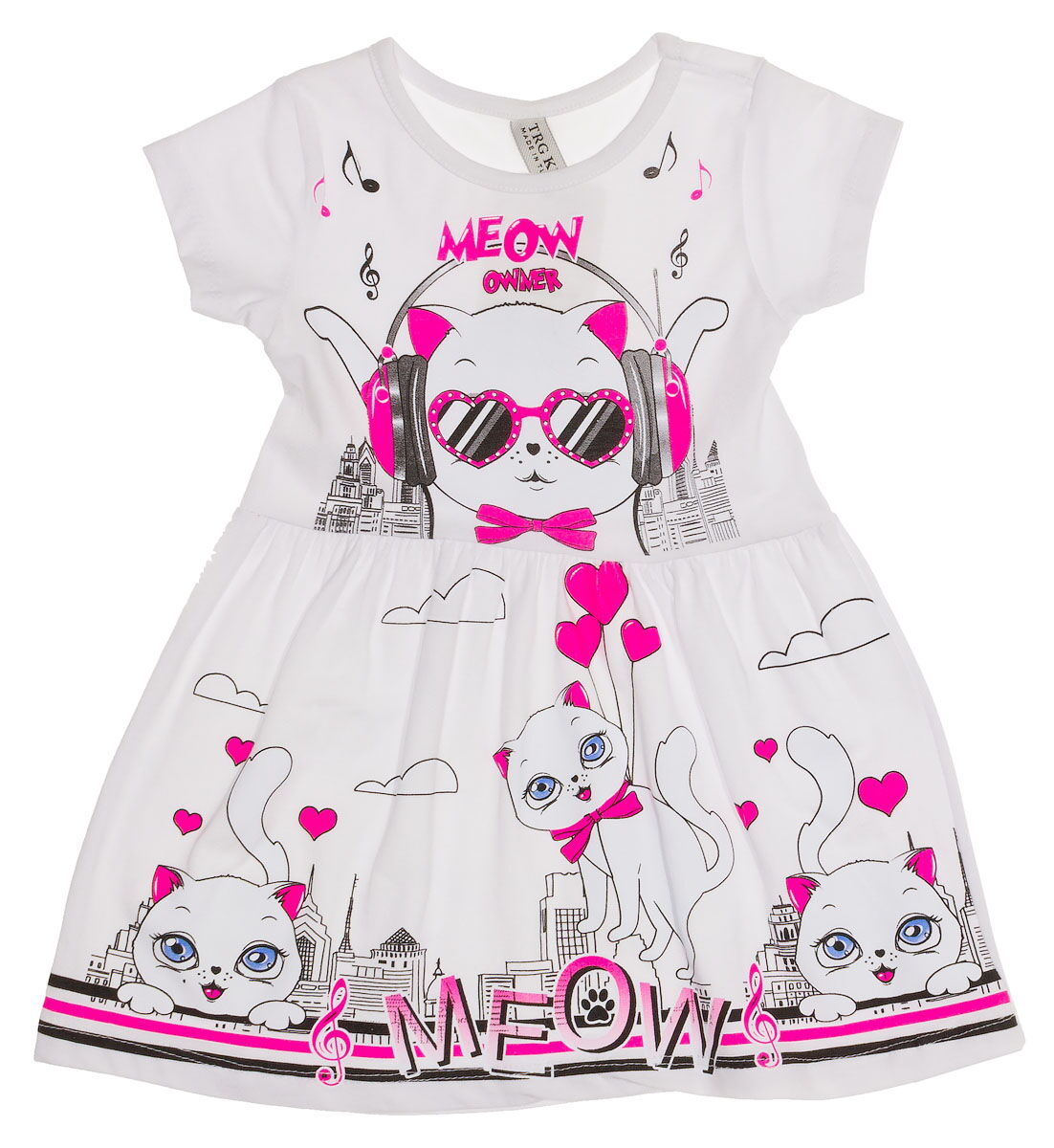 Лёгкое летнее платье для девочки MEOW белое 130 - цена