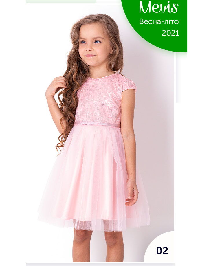 Нарядное платье для девочки Mevis персиковое 3859-02 - цена