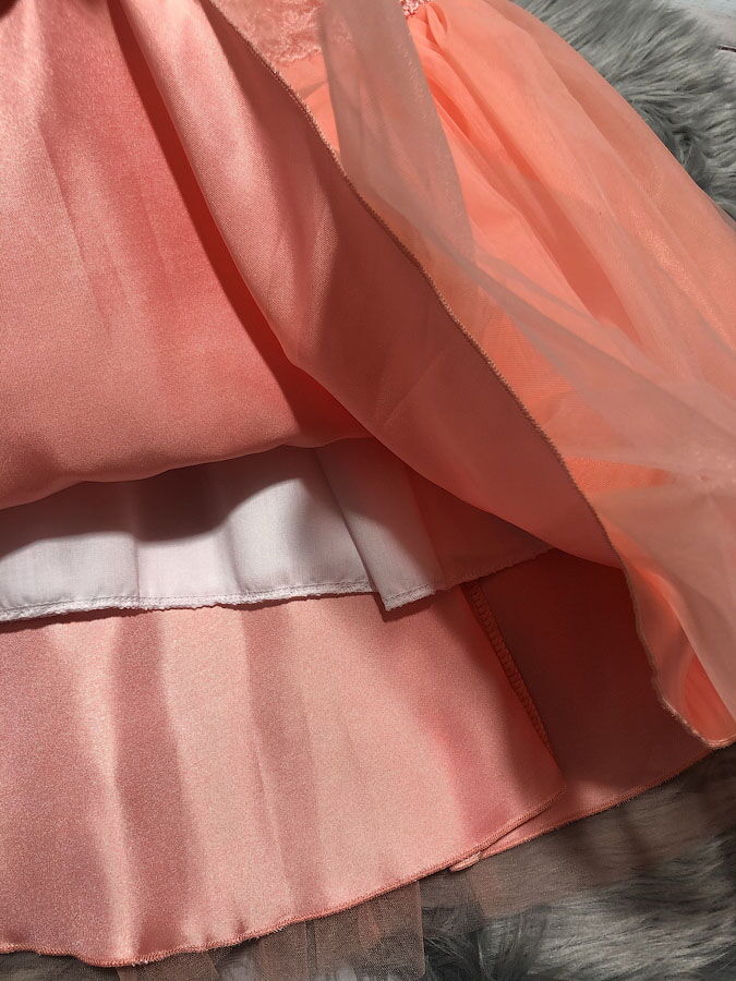 Платье нарядное для девочки Mevis персиковое 2601-02 - фотография