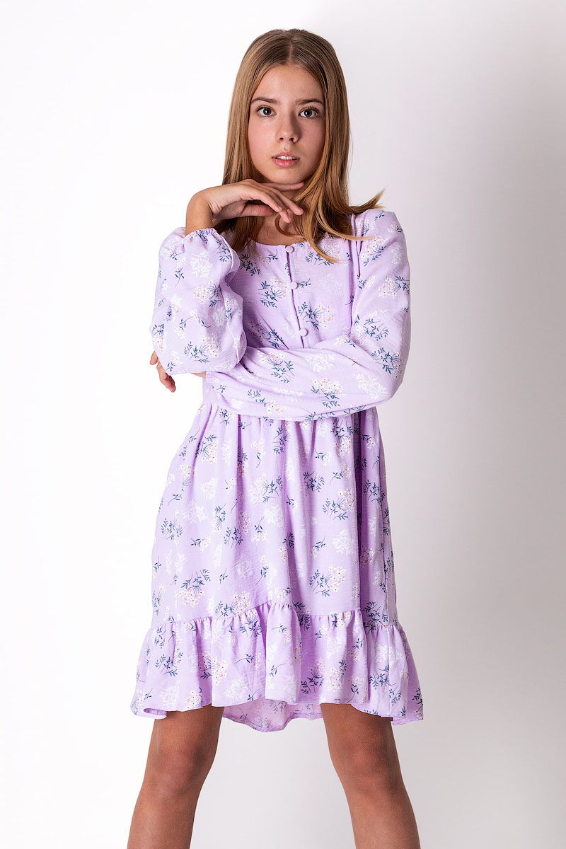 Платье для девочки Mevis Цветочки сиреневое 4229-01 - цена
