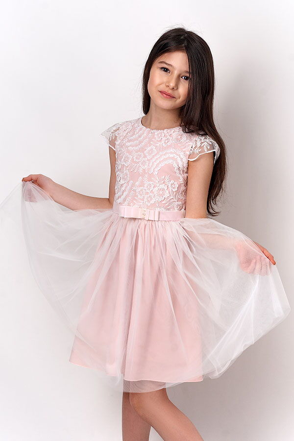 Нарядное платье для девочки Mevis персиковое 3320-02 - цена