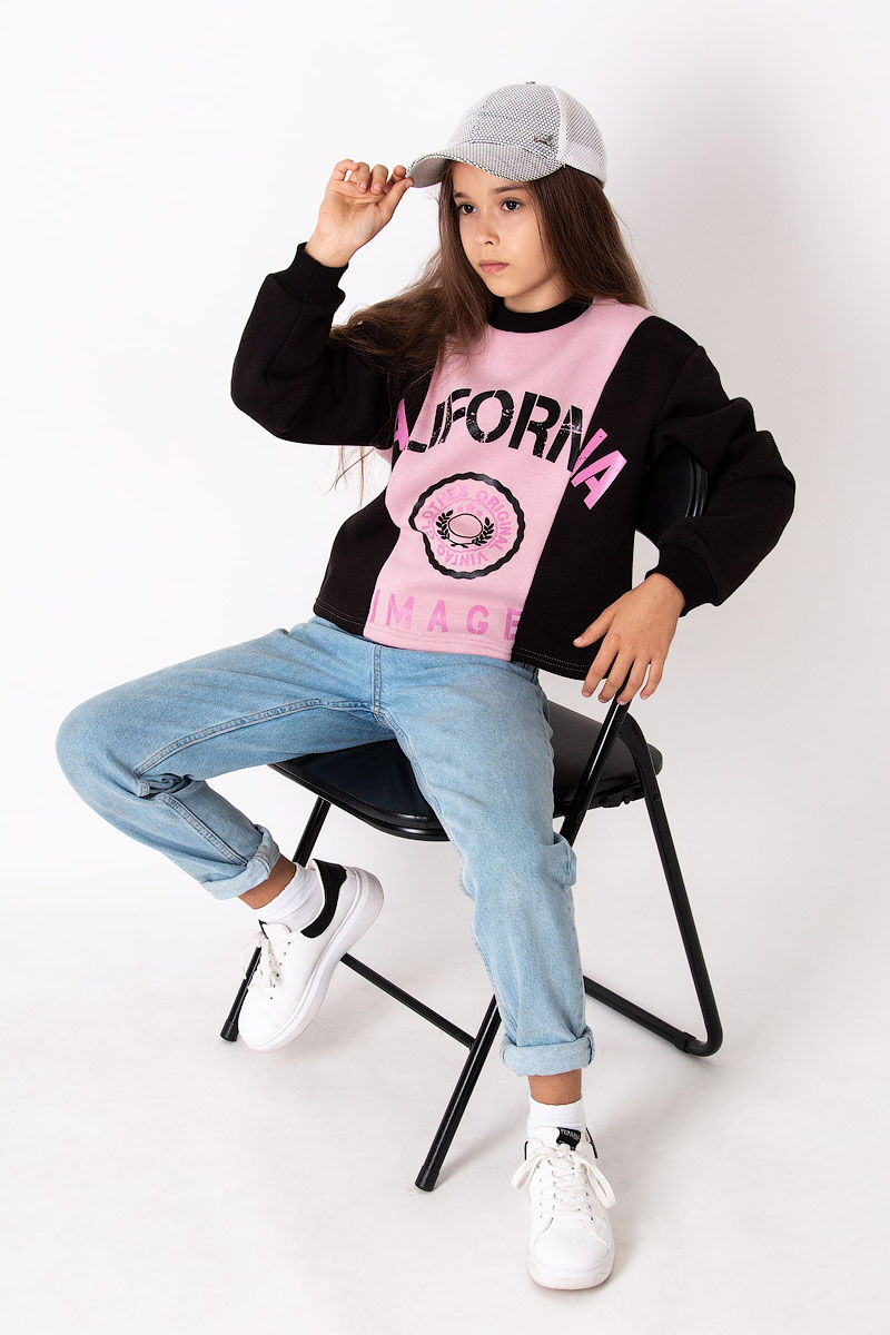 Утепленный свитшот для девочки Mevis California пудра 3989-03 - размеры