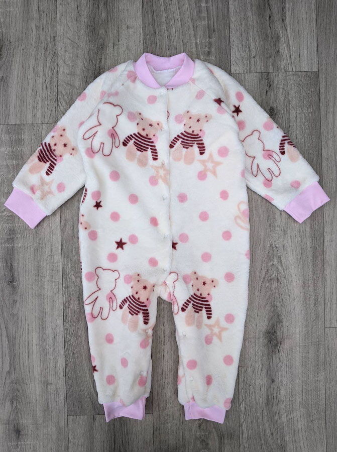 Утепленная пижама-спальник флис Мишки розовый 2-150 - цена