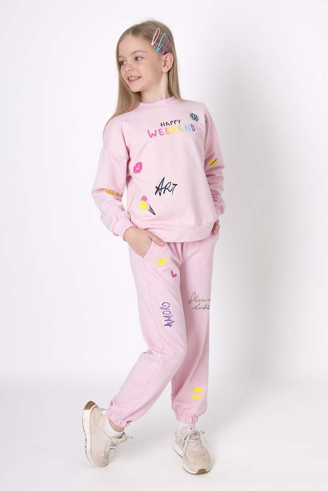 Стильный костюм для девочки Mevis Happy Weekend розовый 4855-02 - цена
