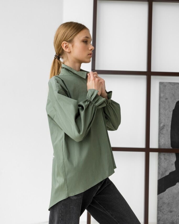 Рубашка для девочки Tair Kids хаки 7915 - размеры