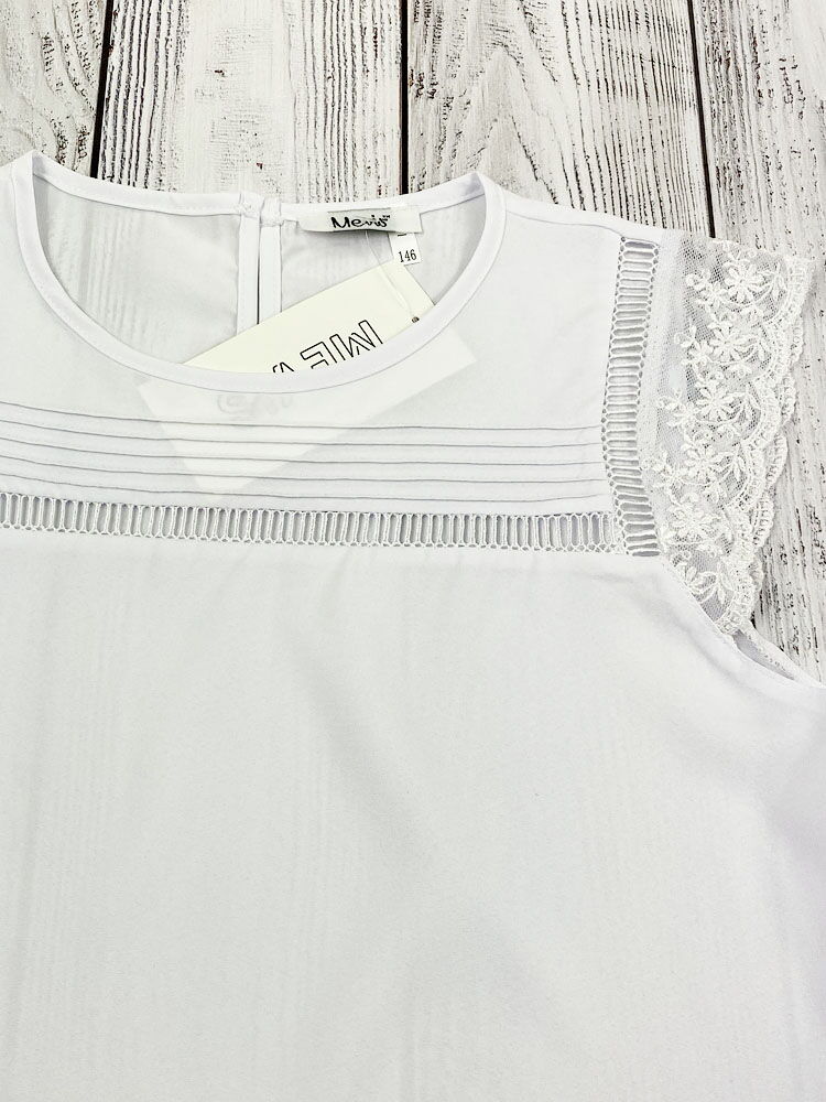 Блузка для девочки Mevis белая 3679-01 - размеры