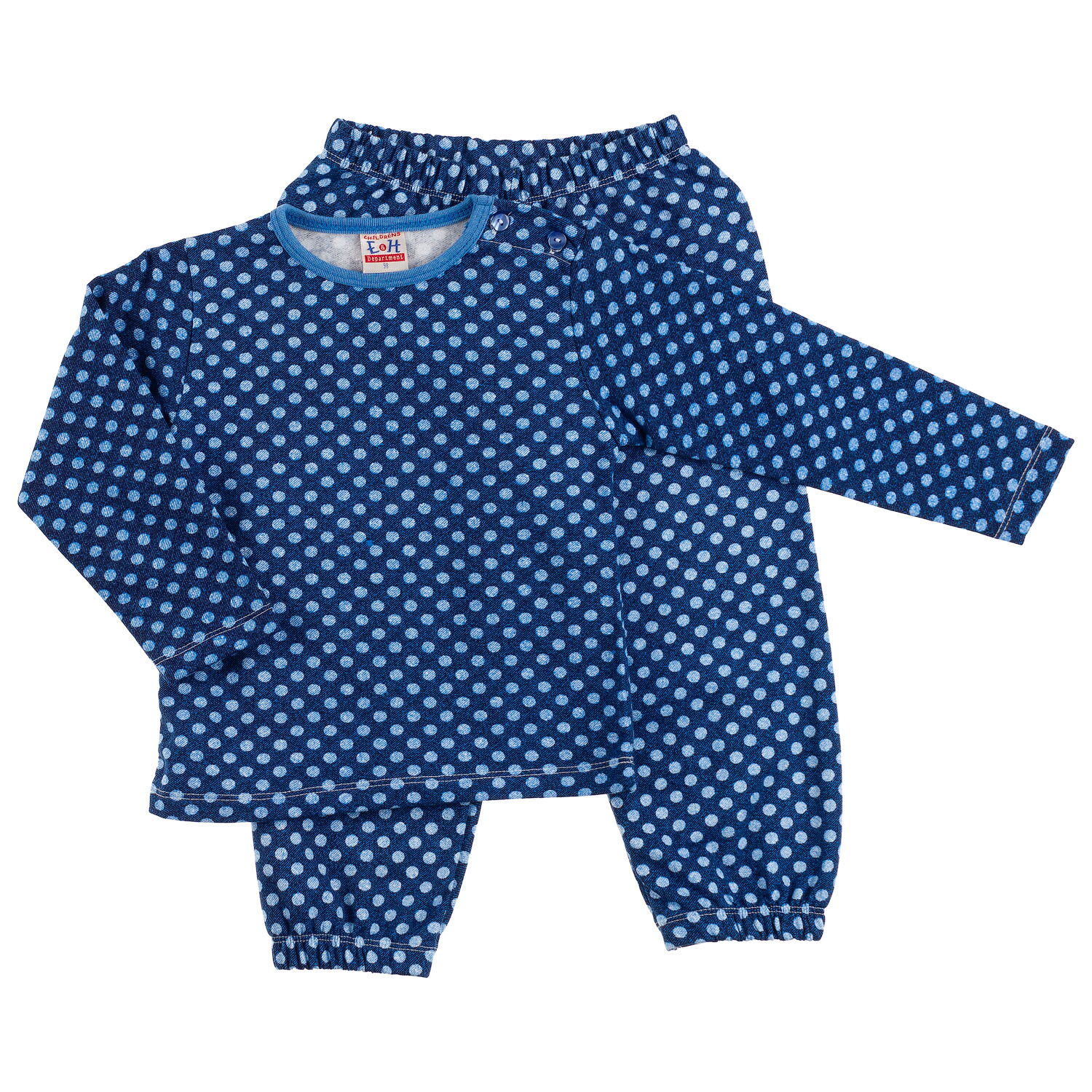 Пижама утепленная детская Горошек синяя 8382 - цена