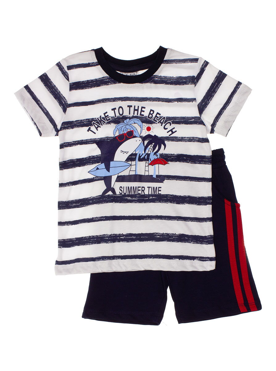 Комплект футболка и шорты для мальчика Hoity-toity синий 0523 - фото