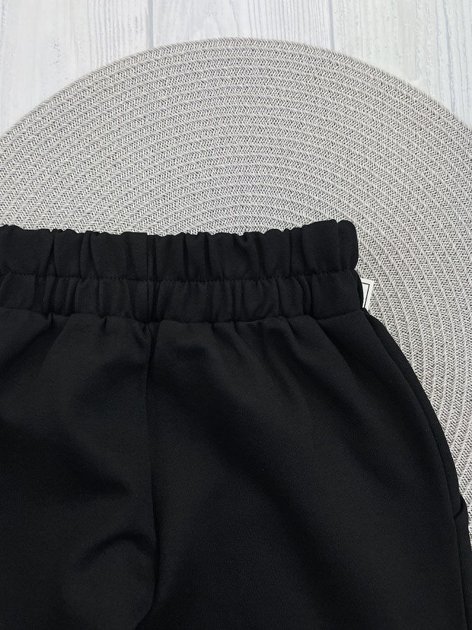 Брюки-палаццо для девочки трикотаж Valza черные 5102 - цена