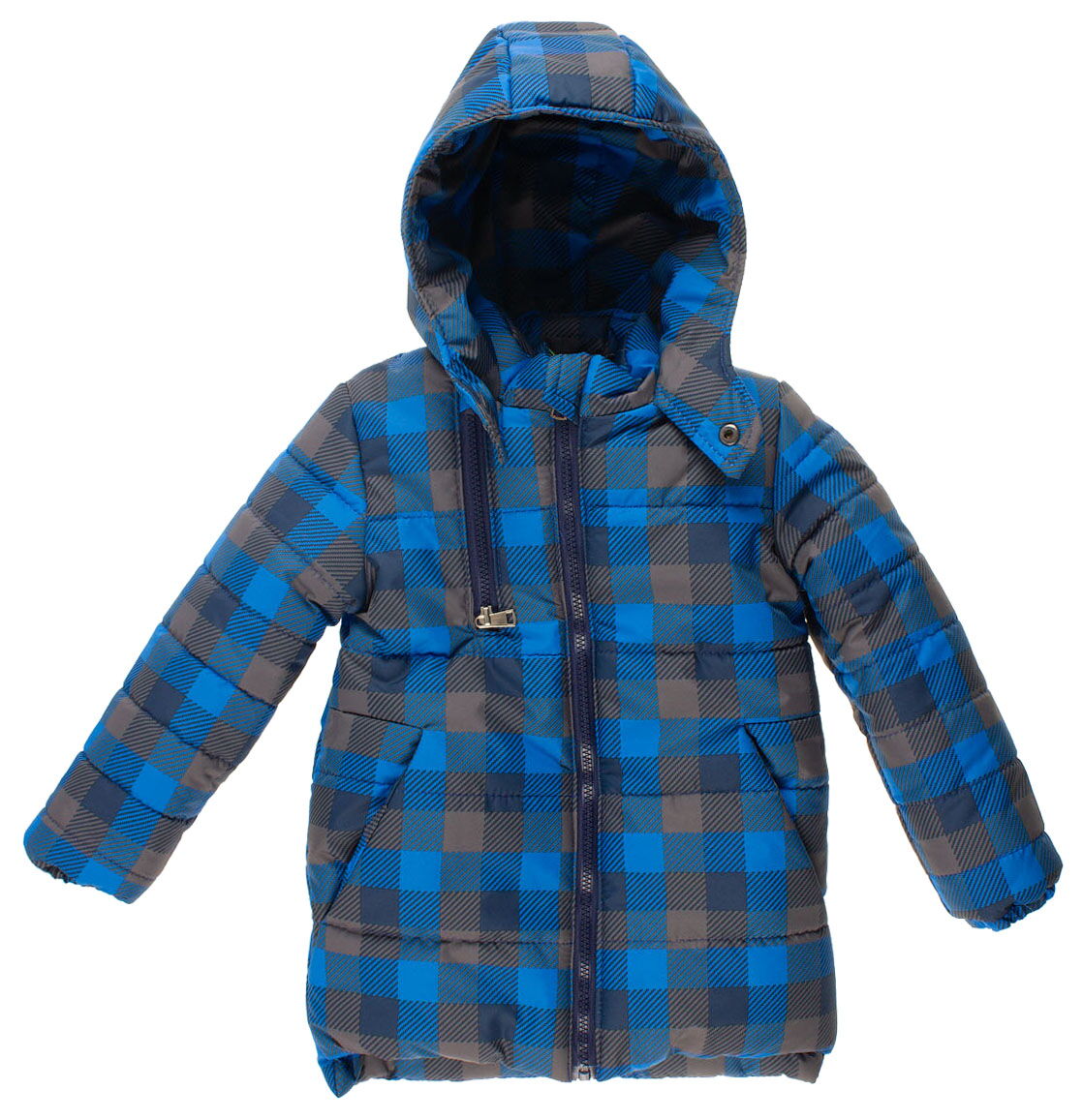 Куртка зимняя для мальчика Одягайко Клетка синяя 20199 - цена